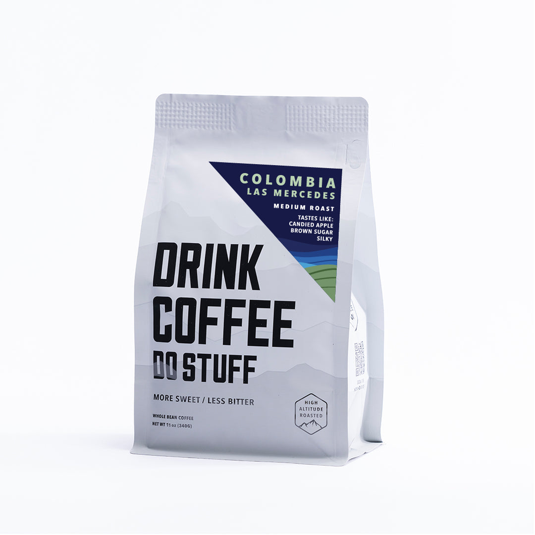 A white bag of coffee beans from Rosso Coffee Roasters